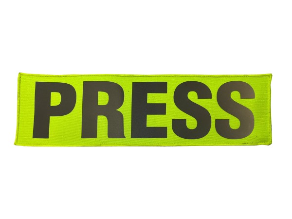 HCIM Patch Klettabzeichen PRESS - 15 x 5 cm neon gelb / reflektierend