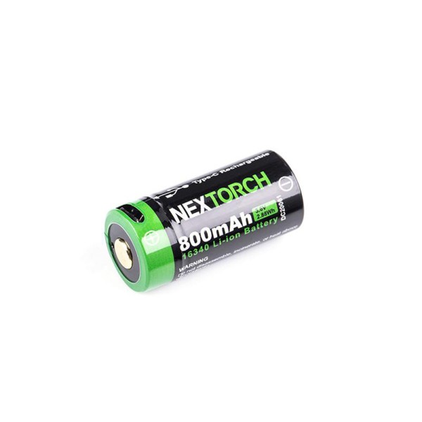Nextorch 16340 Lithium-Ionen-Akku 3,6 V 800 mAh USB Aufladbar