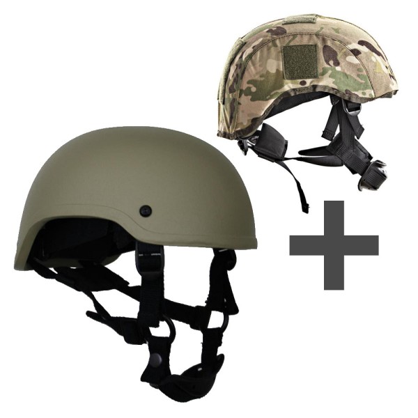 Bundle Gefechtshelm Special Forces Helmet KSK NIJ Level 3A mit Zentauron Helmbezug Special Force