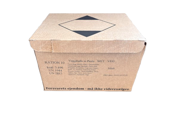 EXDK EPA Einmannpackung Dänemark Typ 10 Veggieballs mit Pasta Nudeln mit Heater MHD 2025 Notfallnahr