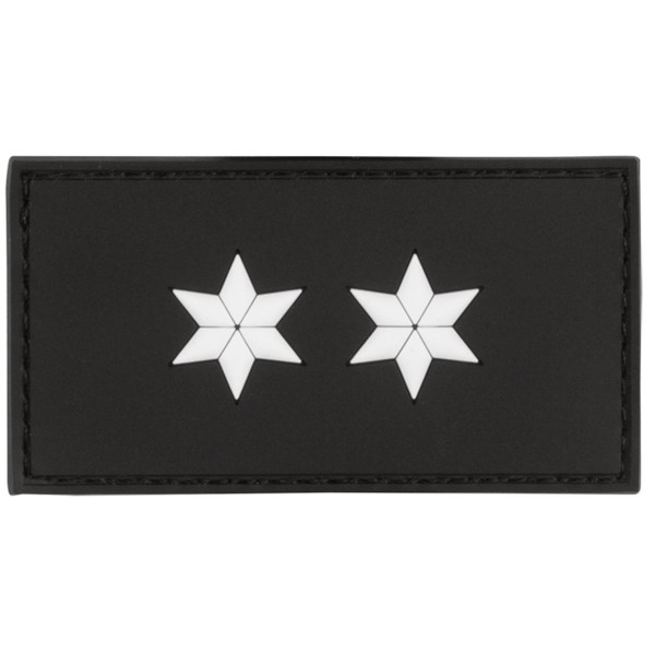 MRBS Rubber Patch POLIZEI Dienstgradabzeichen Polizeioberkomissar (POK, 2 weiße Sterne) - 7,5 x 4 cm