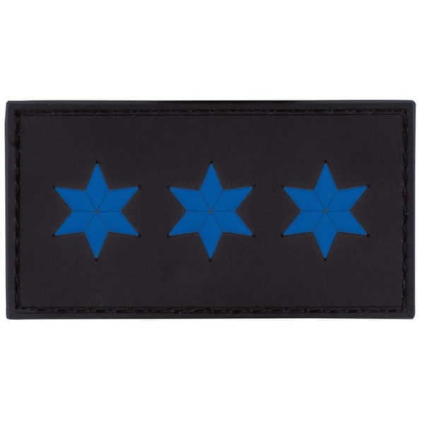 MRBS Rubber Patch POLIZEI Dienstgradabzeichen Polizeiobermeister (POM, 3 blaue Sterne) - 7,5 x 4 cm