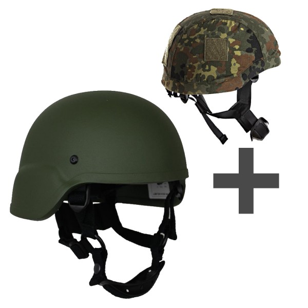Bundle Zebra Gefechtshelm ACH/MICH AS-2000 Helmet KSK NIJ Level 3A mit Zentauron Helmbezug